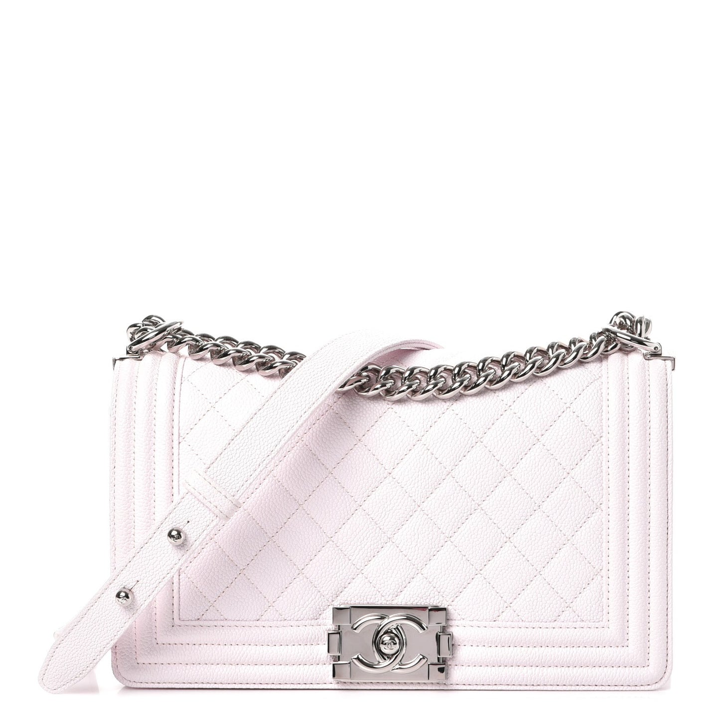 Caviar Quilted Medium Boy Flap White