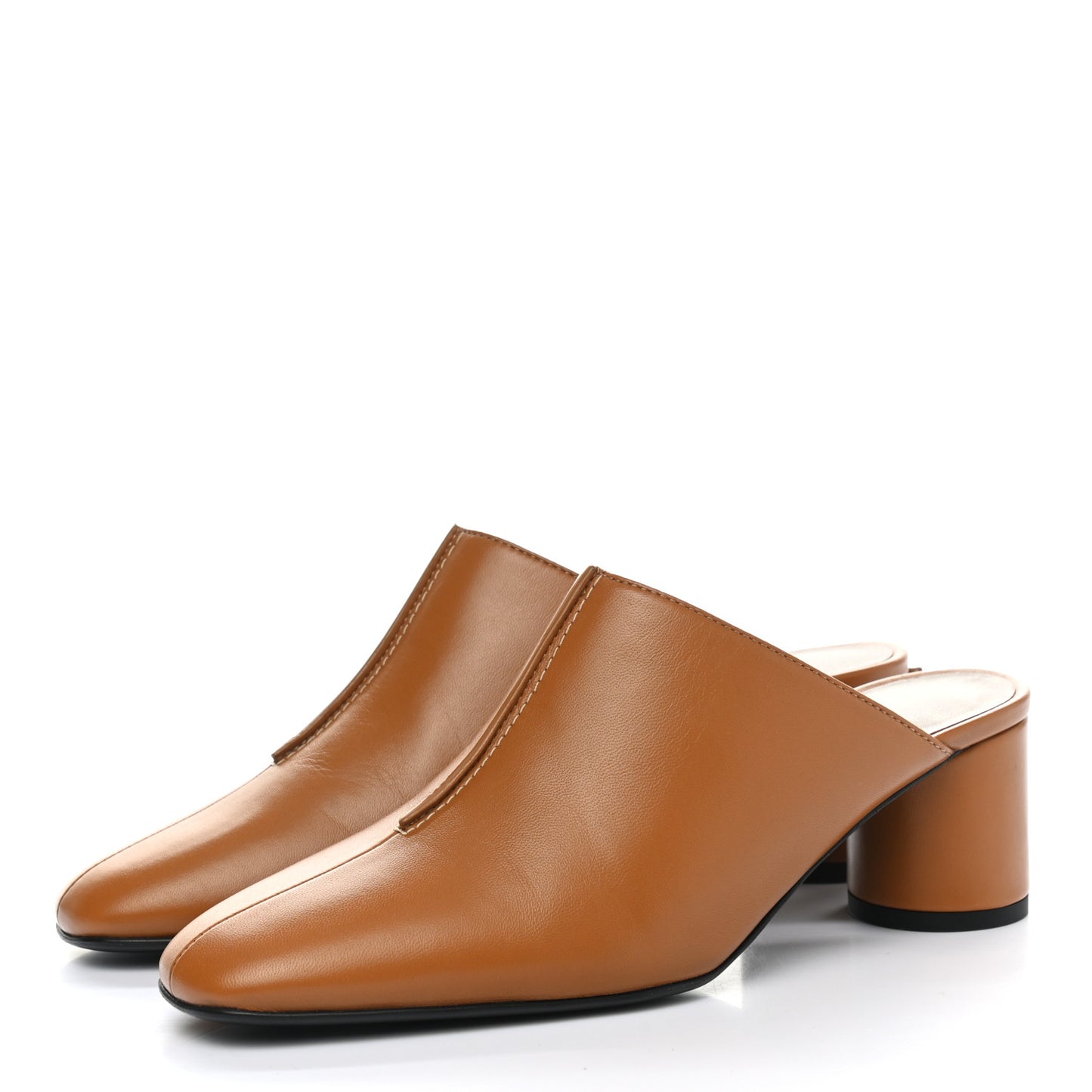 Calfskin Detail Mules 36 Beige Dore