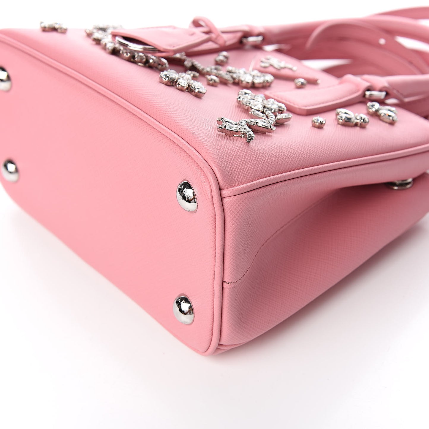 Saffiano Lux Crystal Micro Galleria Double Zip Tote Petalo