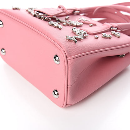 Prada Saffiano Lux Crystal Micro Galleria Double Zip Tote Petalo 8 of 9