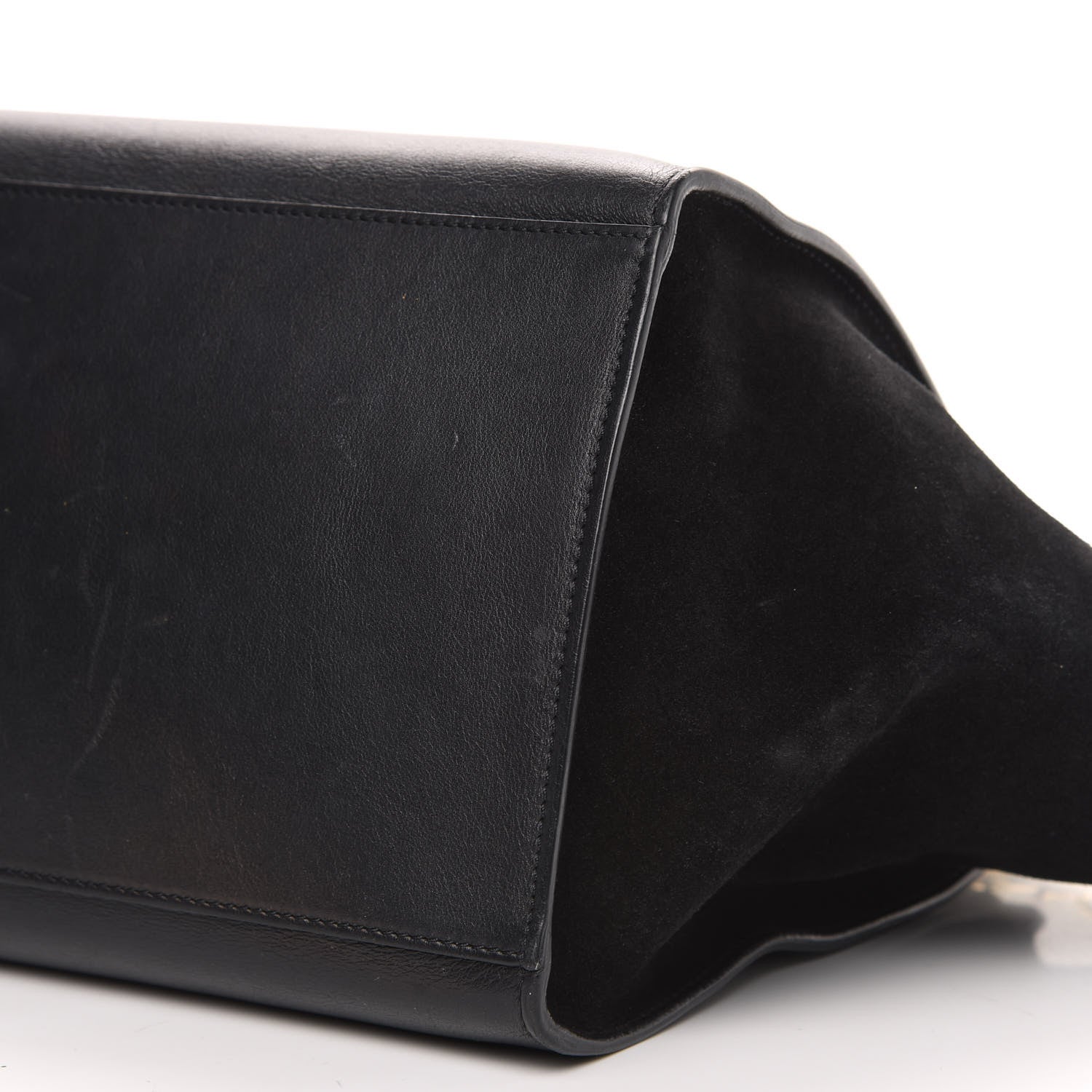 Celine Crocodile Embossed Calfskin Suede Medium Trapeze Black 9 of 15