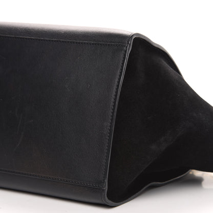 Celine Crocodile Embossed Calfskin Suede Medium Trapeze Black 9 of 15