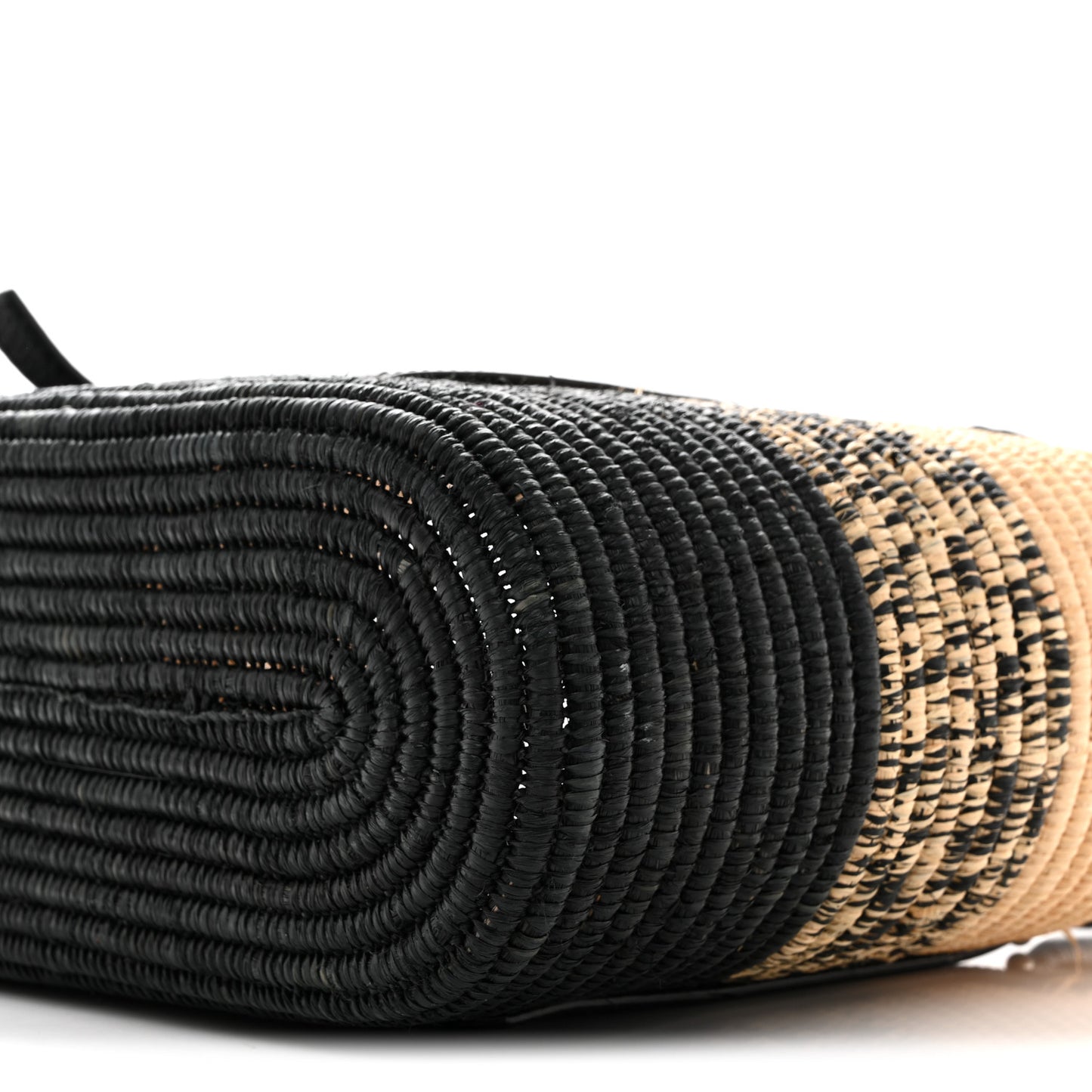 Raffia Small Square Basket Tote Bag Natural Black