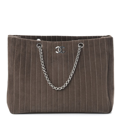 Chanel Suede Quilted Vertical Tote Brown 1 of 11