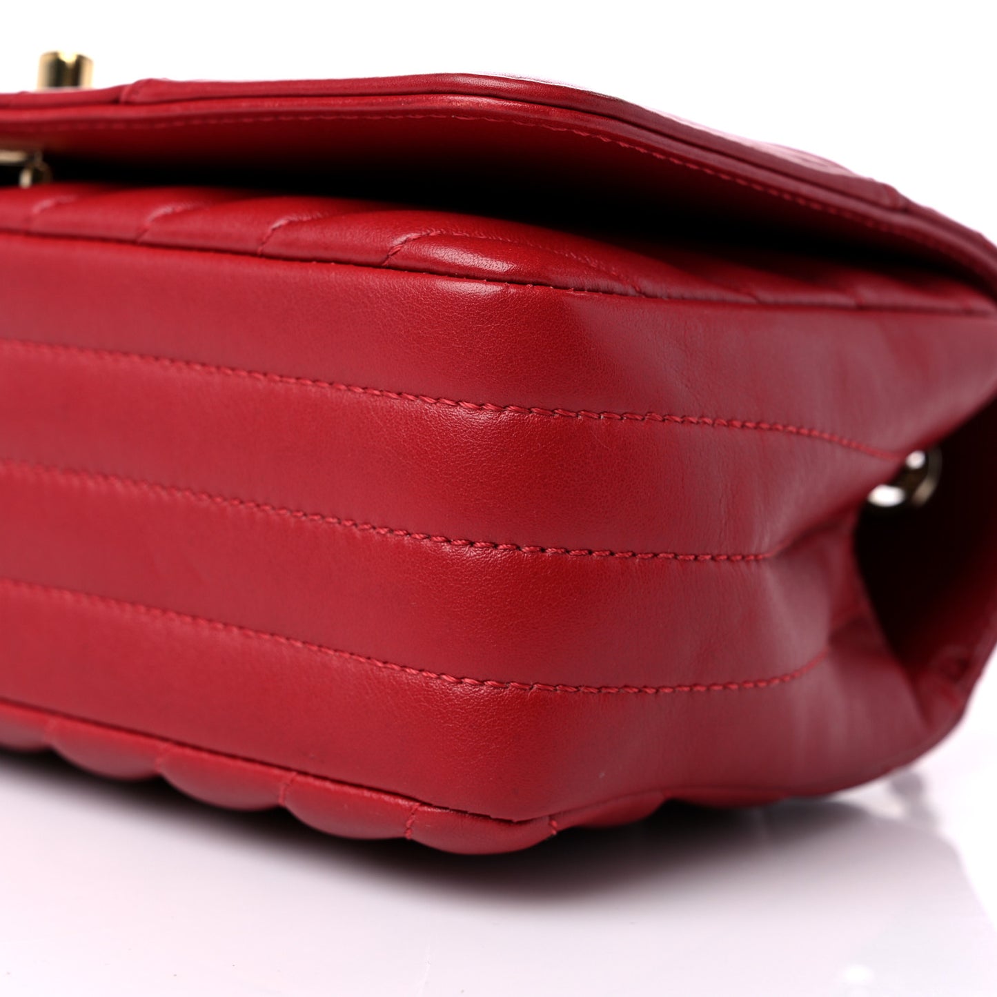 Calfskin Chevron Quilted Mini Statement Flap Red