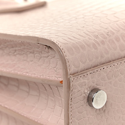 Saint Laurent Calfskin Crocodile Embossed Baby Sac De Jour Rose Antic 14 of 22