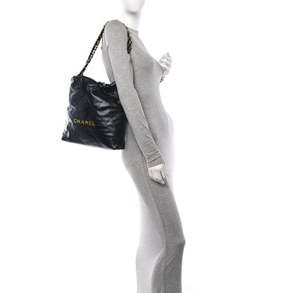 Chanel Shiny Calfskin Quilted Small Chanel 22 Black 2 of 12