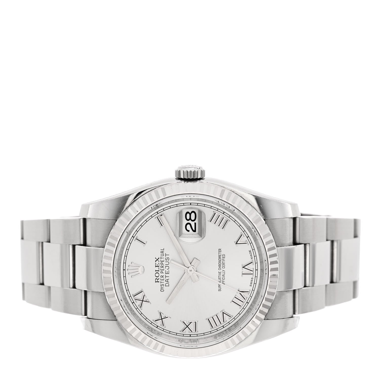 Rolex Stainless Steel 18K White Gold 36mm Oyster Perpetual Datejust Watch Silver Roman 116234 2 of 5