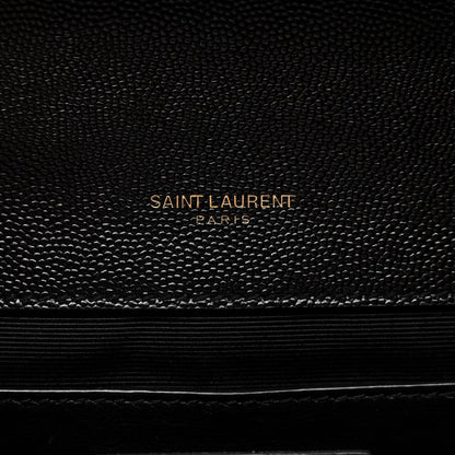 Saint Laurent Grain De Poudre Textured Mixed Matelasse Triquilt Medium Monogram Satchel Black 6 of 12