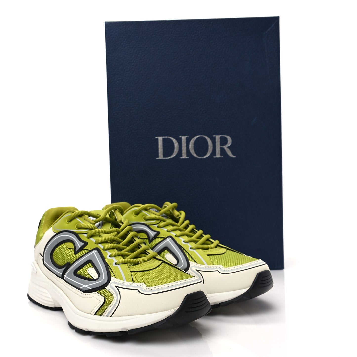 Technical Mesh Calfskin Mens B30 Sneakers 41 Green Grey