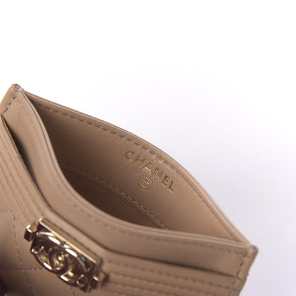 Chanel Lambskin Quilted Boy Card Holder Beige 5 of 10