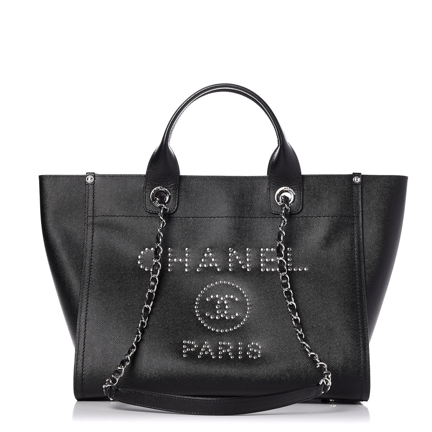Caviar Small Studded Deauville Tote Black