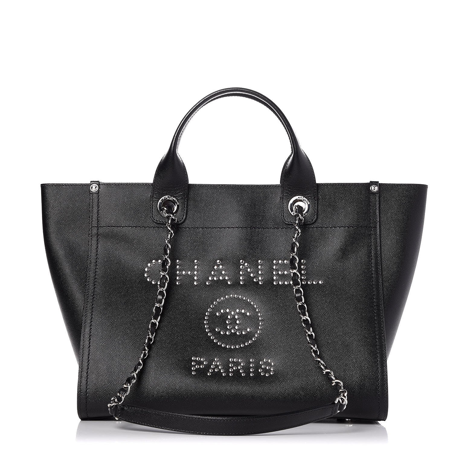 Chanel Caviar Small Studded Deauville Tote Black 1 of 8