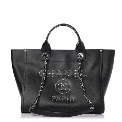 Chanel Caviar Small Studded Deauville Tote Black 1 of 8