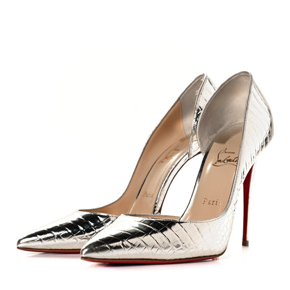 Christian Louboutin Metallo Cocco Iriza 100 Pumps 41 Platine 2 of 12