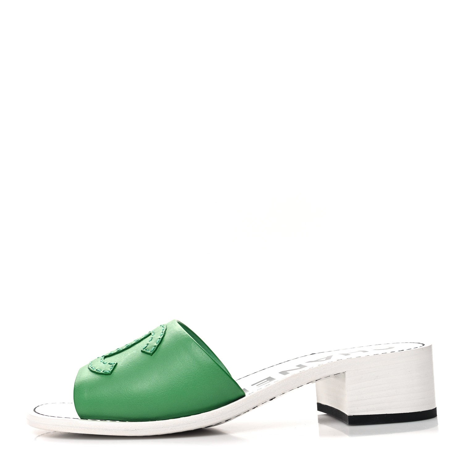 Chanel Calfskin CC Mules 39 Green White 1 of 8