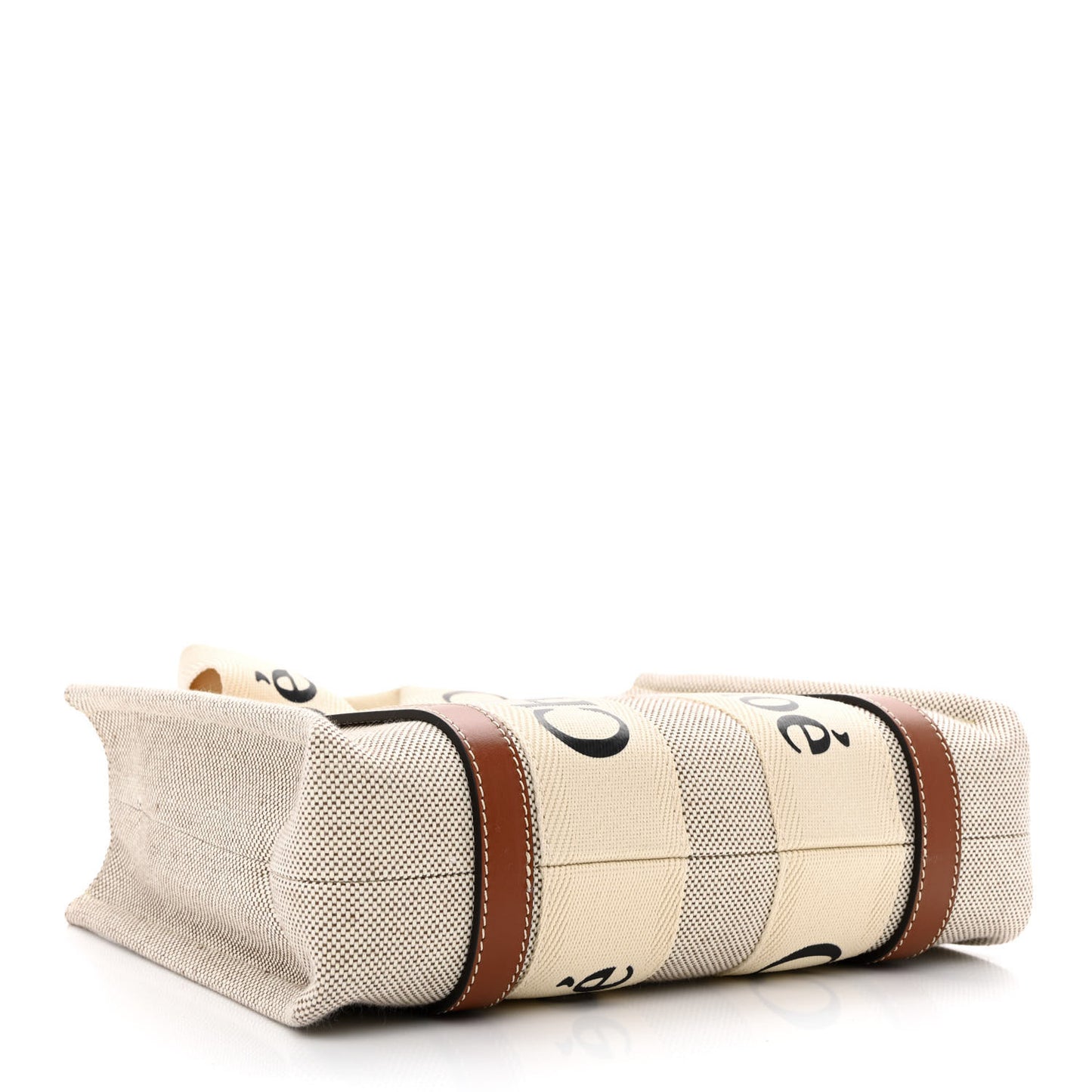 Cotton Calfskin Small Woody Ribbon Tote With Strap White Brown