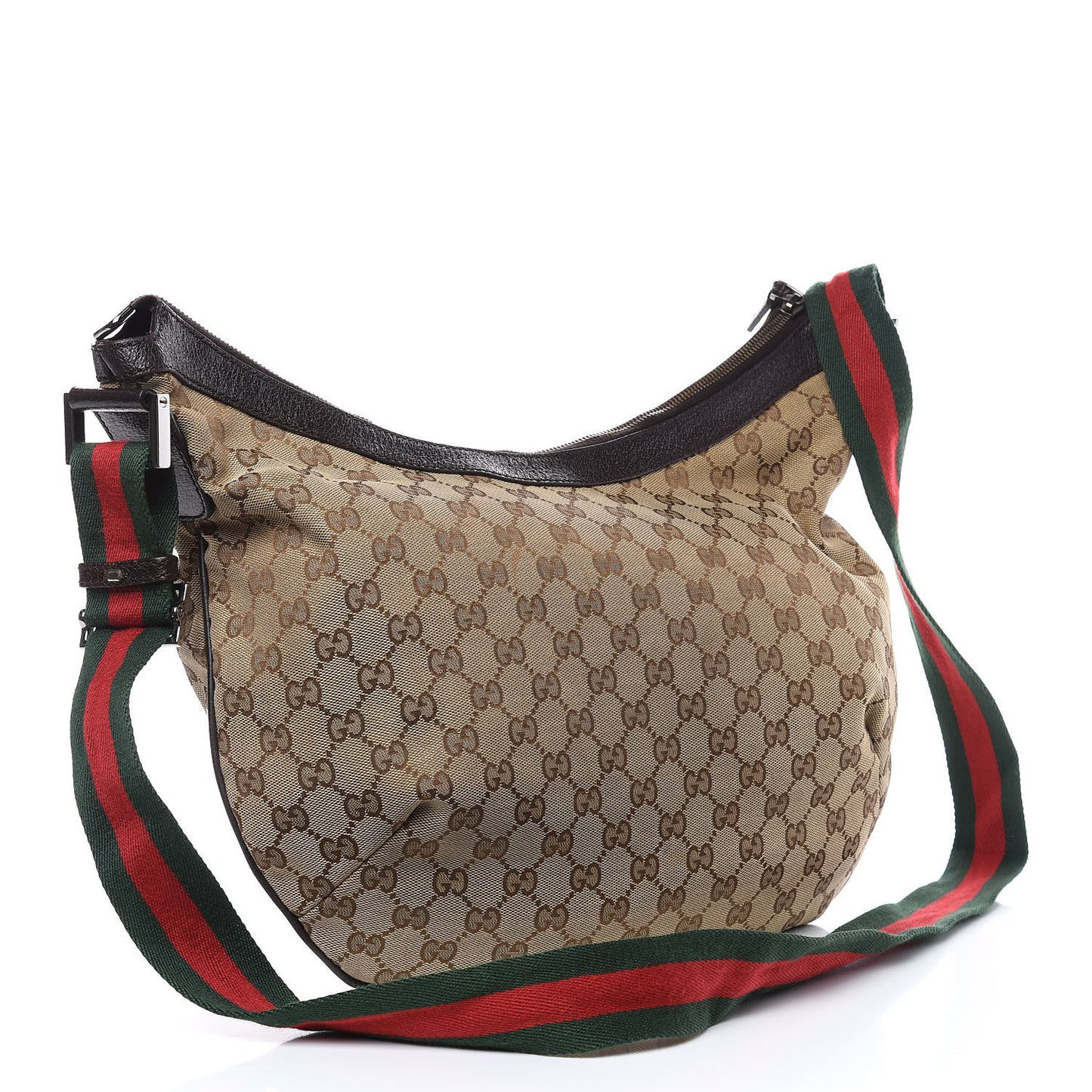 Monogram Web Medium Half Moon Hobo Dark Brown