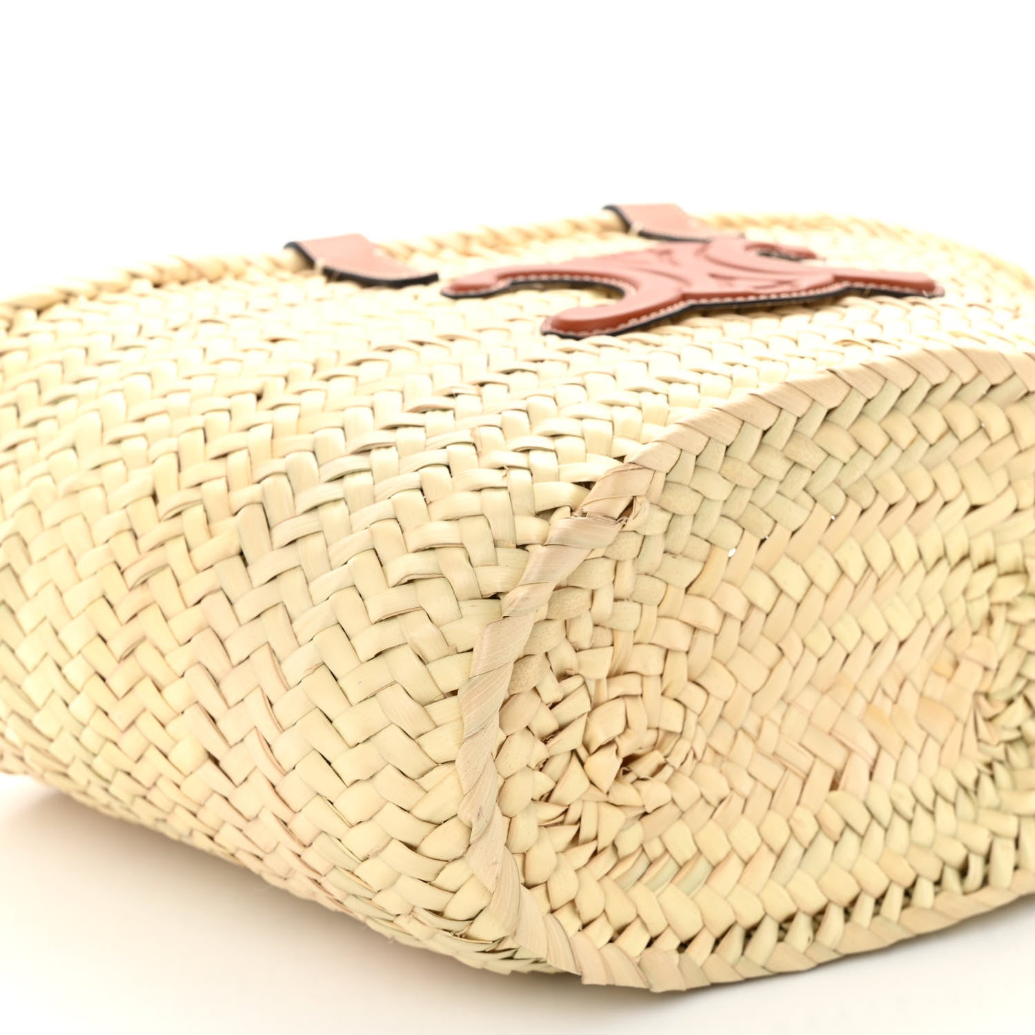 Celine Raffia Calfskin Triomphe Teen Panier Tan 9 of 10