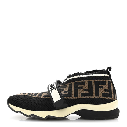 Fendi Stretch Yarn FF Stiff Band Rockoko Sneakers 35 Black White Tobacco 1 of 9