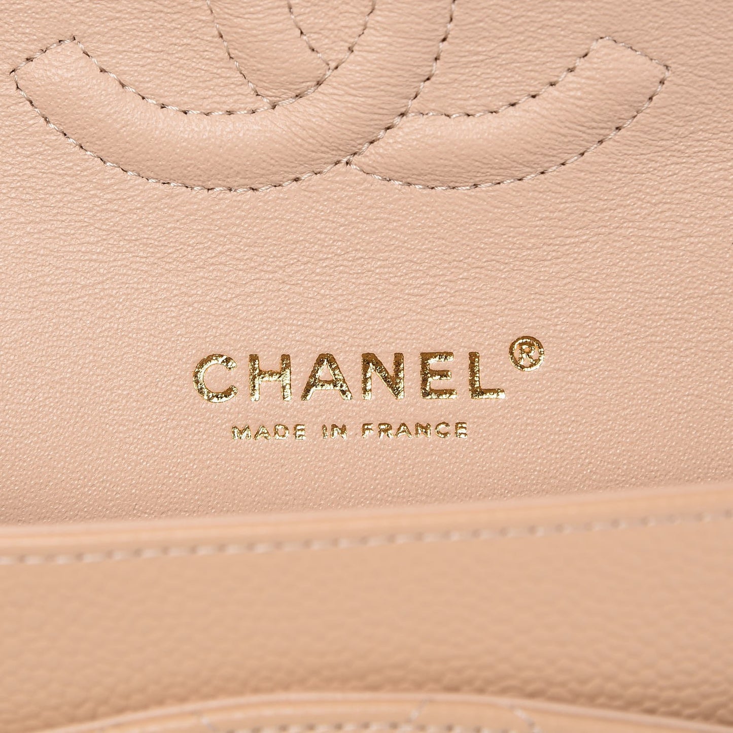 Caviar Quilted Medium Double Flap Beige Clair
