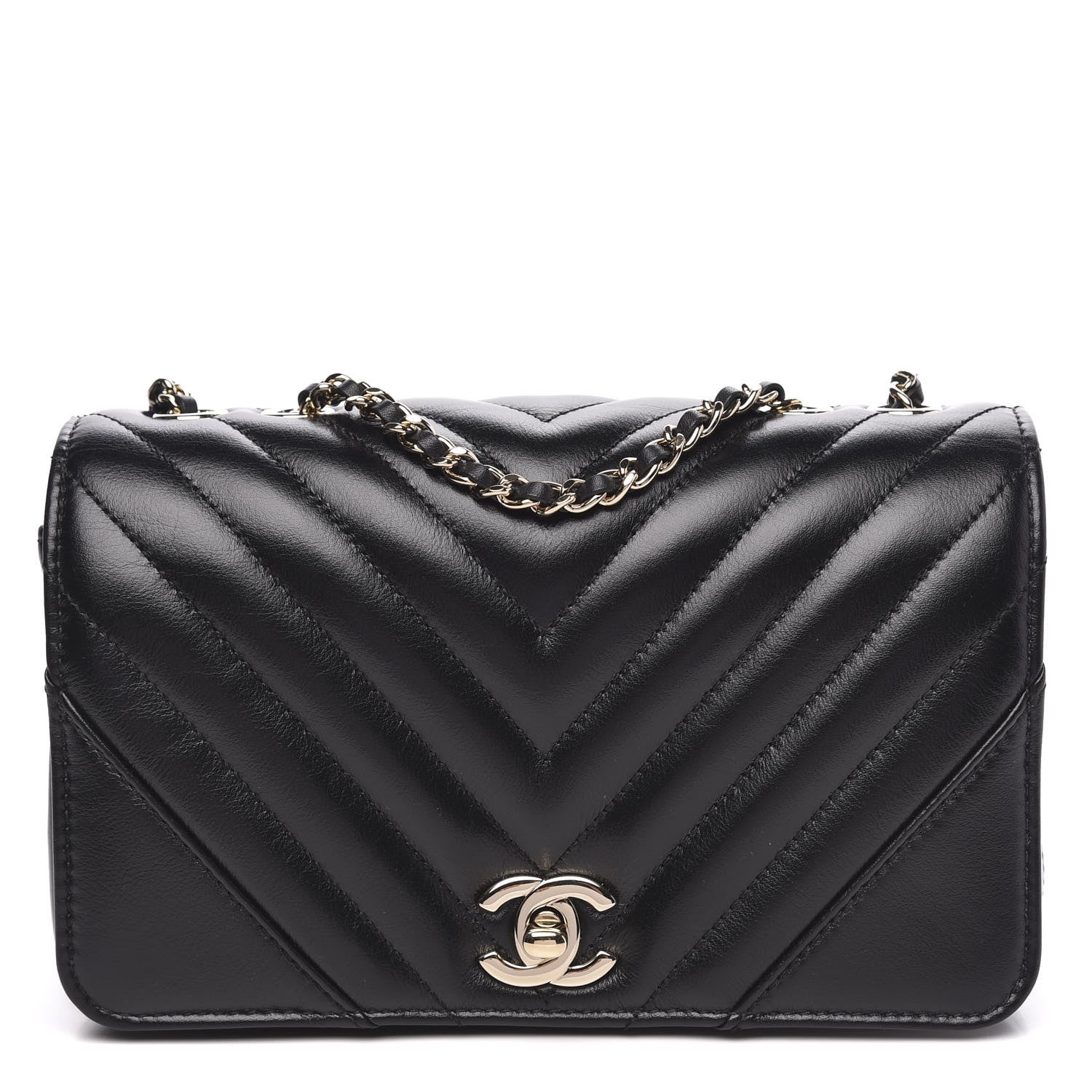 Chanel Calfskin Chevron Quilted Mini Statement Flap Black 1 of 11