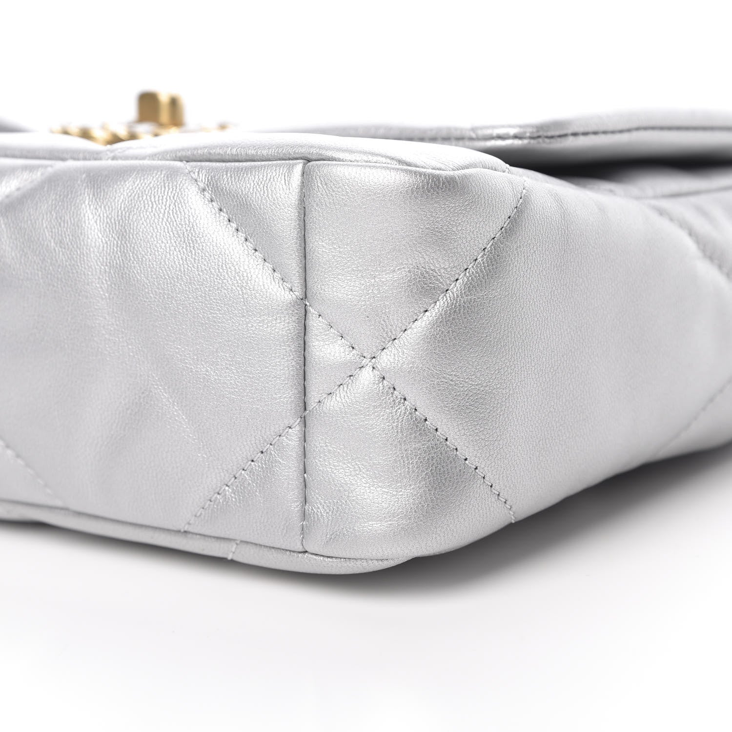 Chanel Metallic Goatskin Quilted Medium 19 Flap Silver 10 of 11