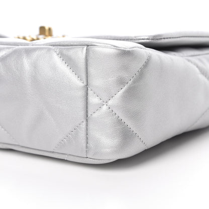 Chanel Metallic Goatskin Quilted Medium 19 Flap Silver 10 of 11