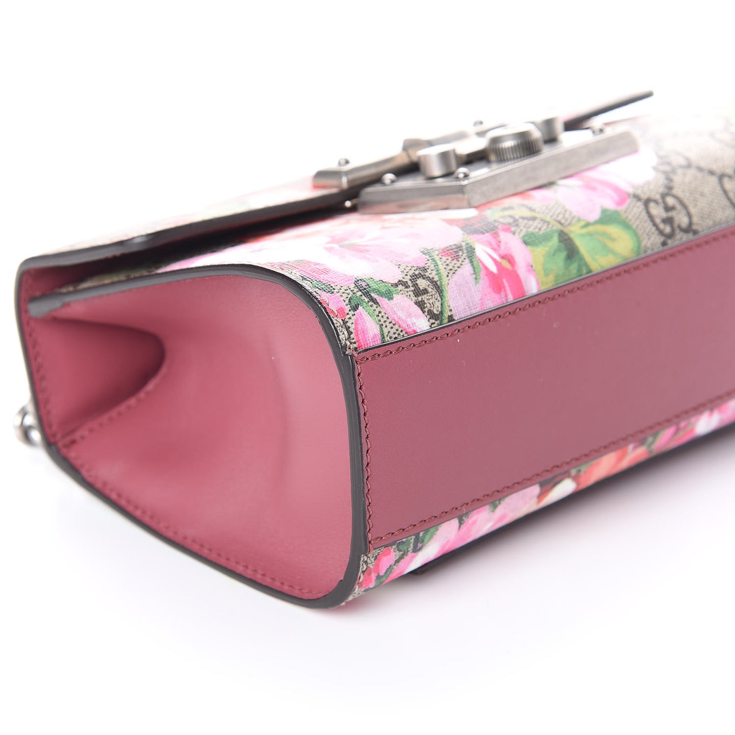 GG Supreme Monogram Blooms Small Padlock Shoulder Bag Beige Multicolor Dry Rose