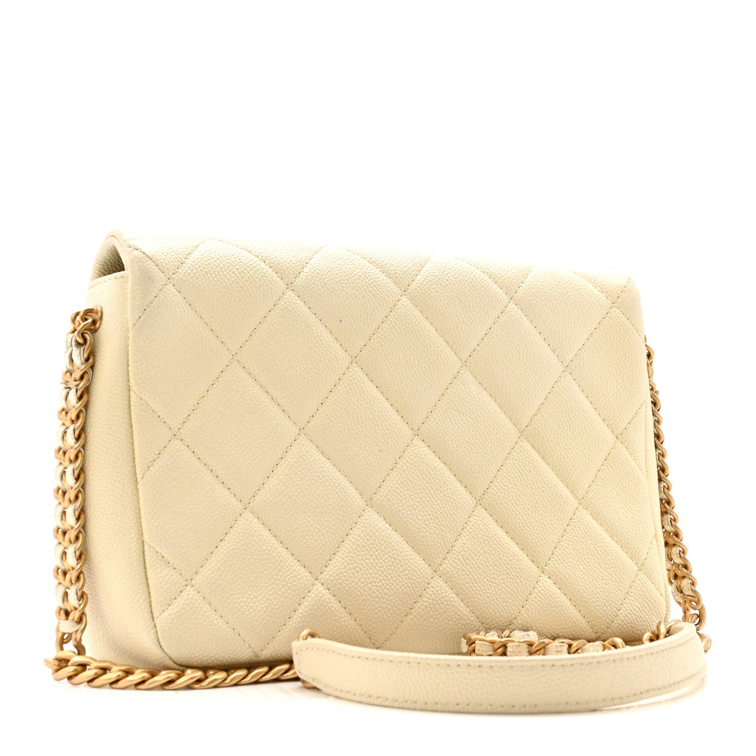 Chanel Shiny Caviar Quilted Small Chain Melody Flap White 3 of 16