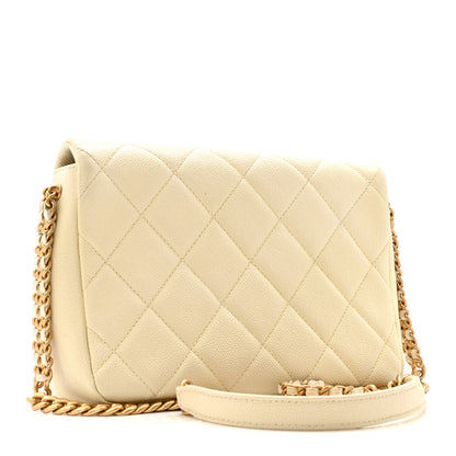 Chanel Shiny Caviar Quilted Small Chain Melody Flap White 3 of 16
