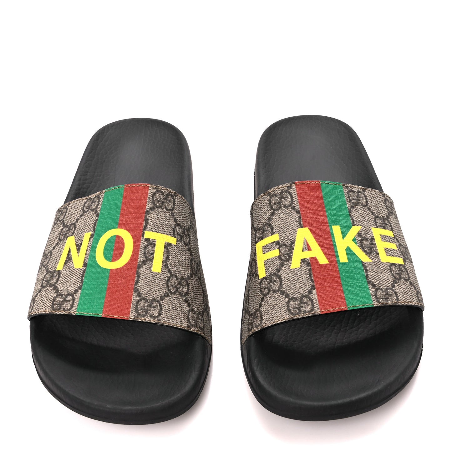GG Supreme Monogram Fake/Not Slide Sandals 40 Beige Ebony