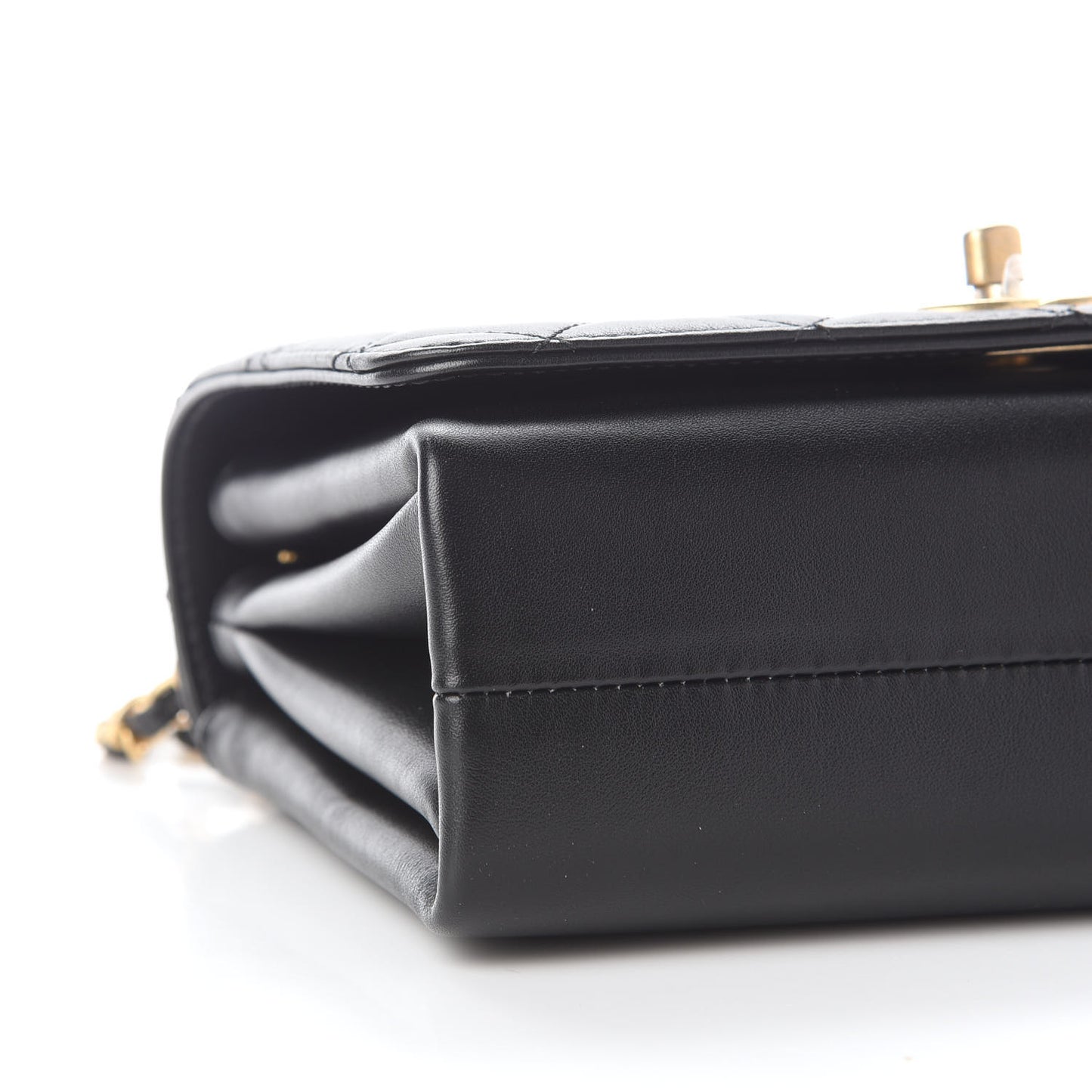 Calfskin Quilted Pearl Jewel Chain Flap Black