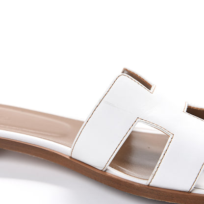 Hermes Box Calfskin Oran Sandals 38.5 White 9 of 10