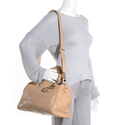 Christian Dior Lambskin Cannage Granville Polochon Beige 2 of 8