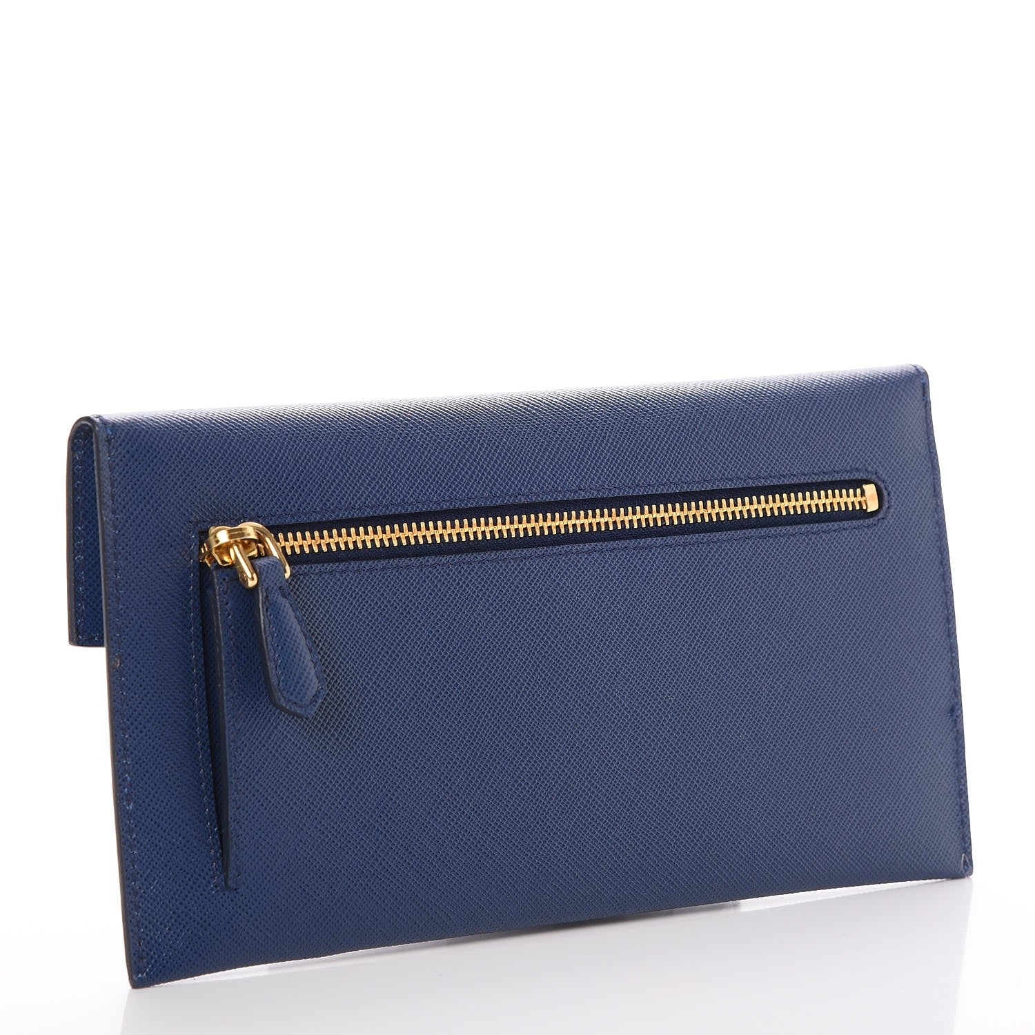 Prada Saffiano Bi-Color Envelope Wallet Bluette Azzurro 3 of 9