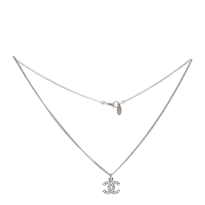 Chanel Crystal Timeless CC Necklace Silver 3 of 5