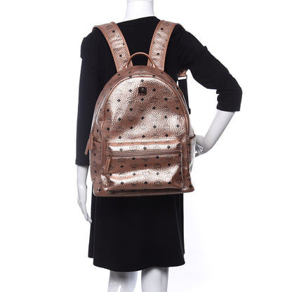MCM Metallic Visetos Medium Stark Backpack Champagne Gold 2 of 9