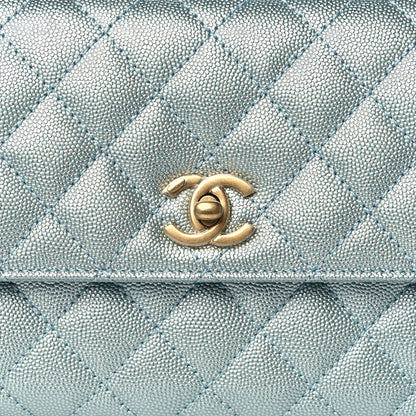 Chanel Metallic Caviar Quilted Mini Coco Handle Flap Light Blue 8 of 11