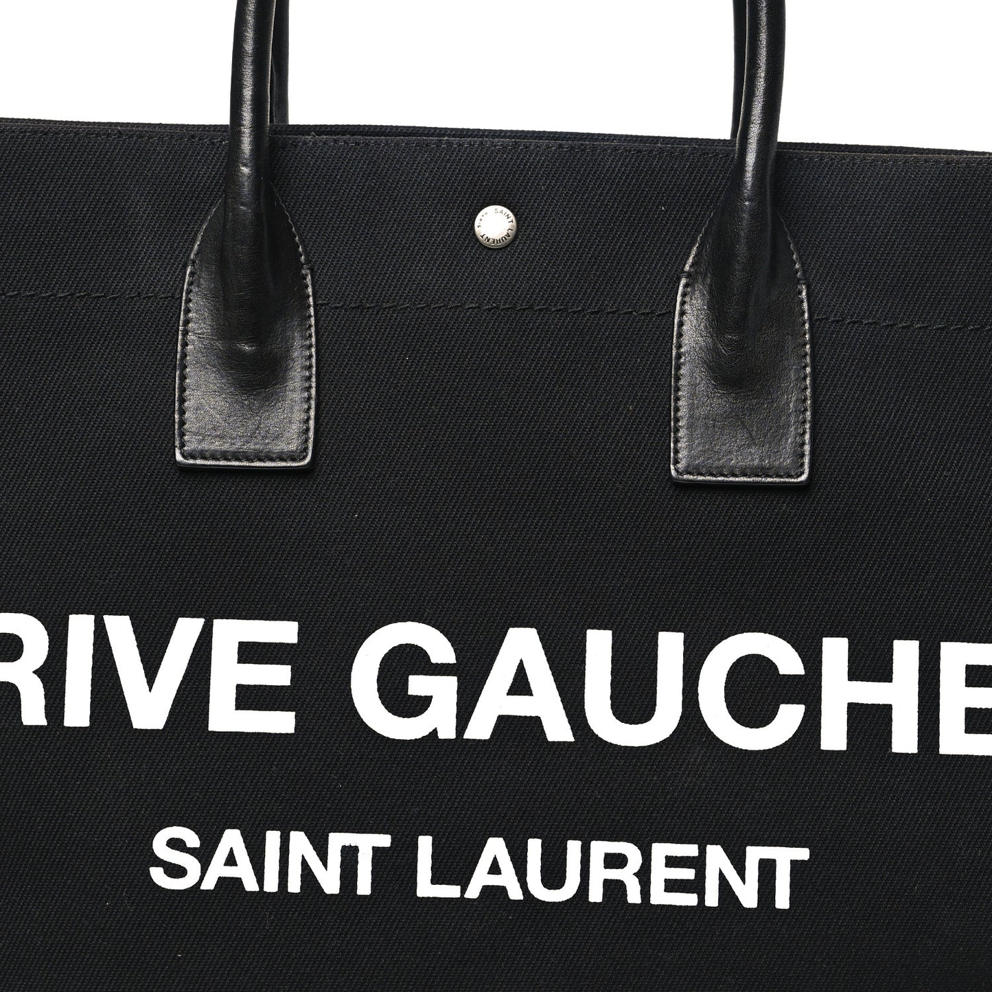 Linen Calfskin Rive Gauche Tote Black