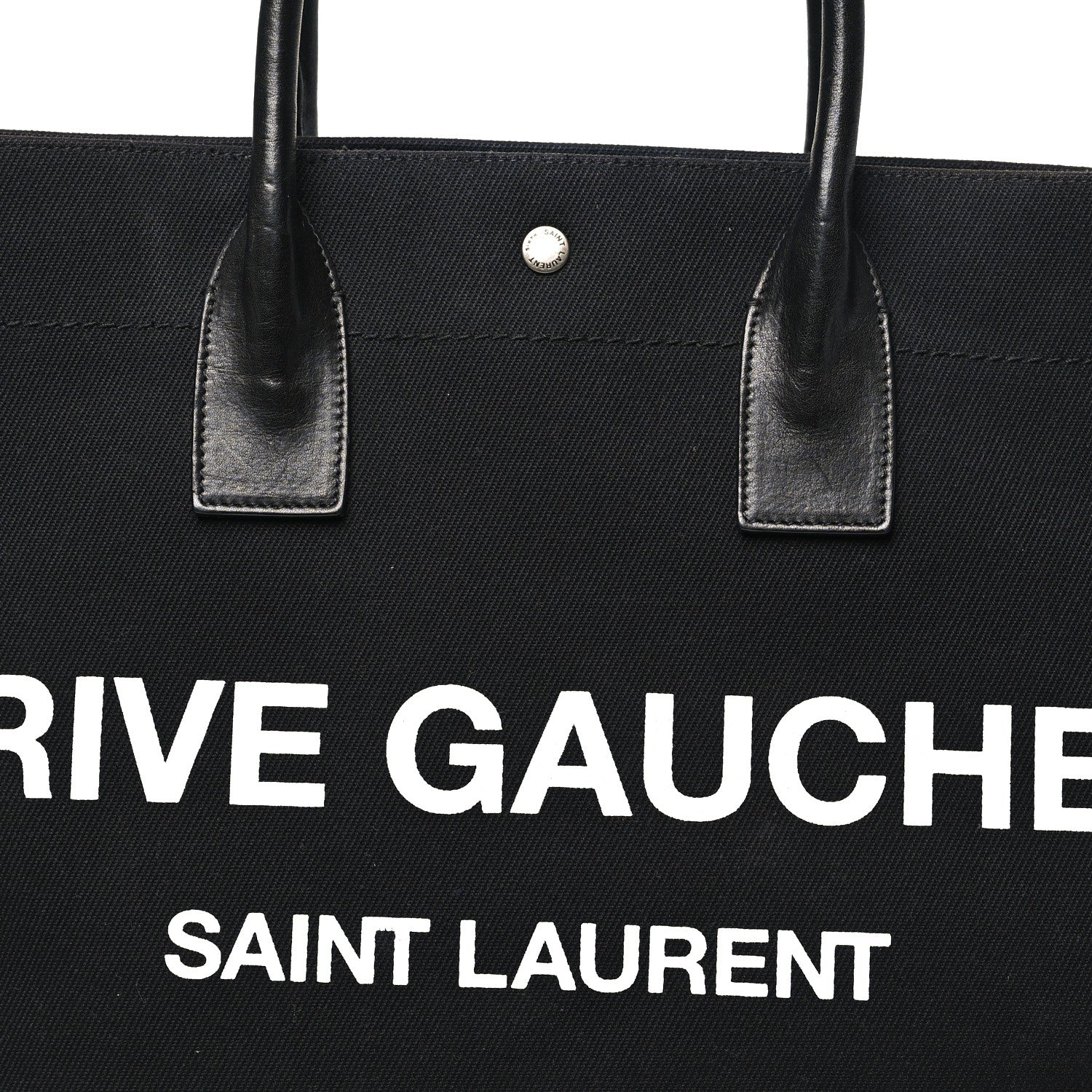 Saint Laurent Linen Calfskin Rive Gauche Tote Black 8 of 10