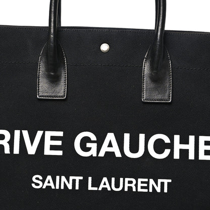 Saint Laurent Linen Calfskin Rive Gauche Tote Black 8 of 10