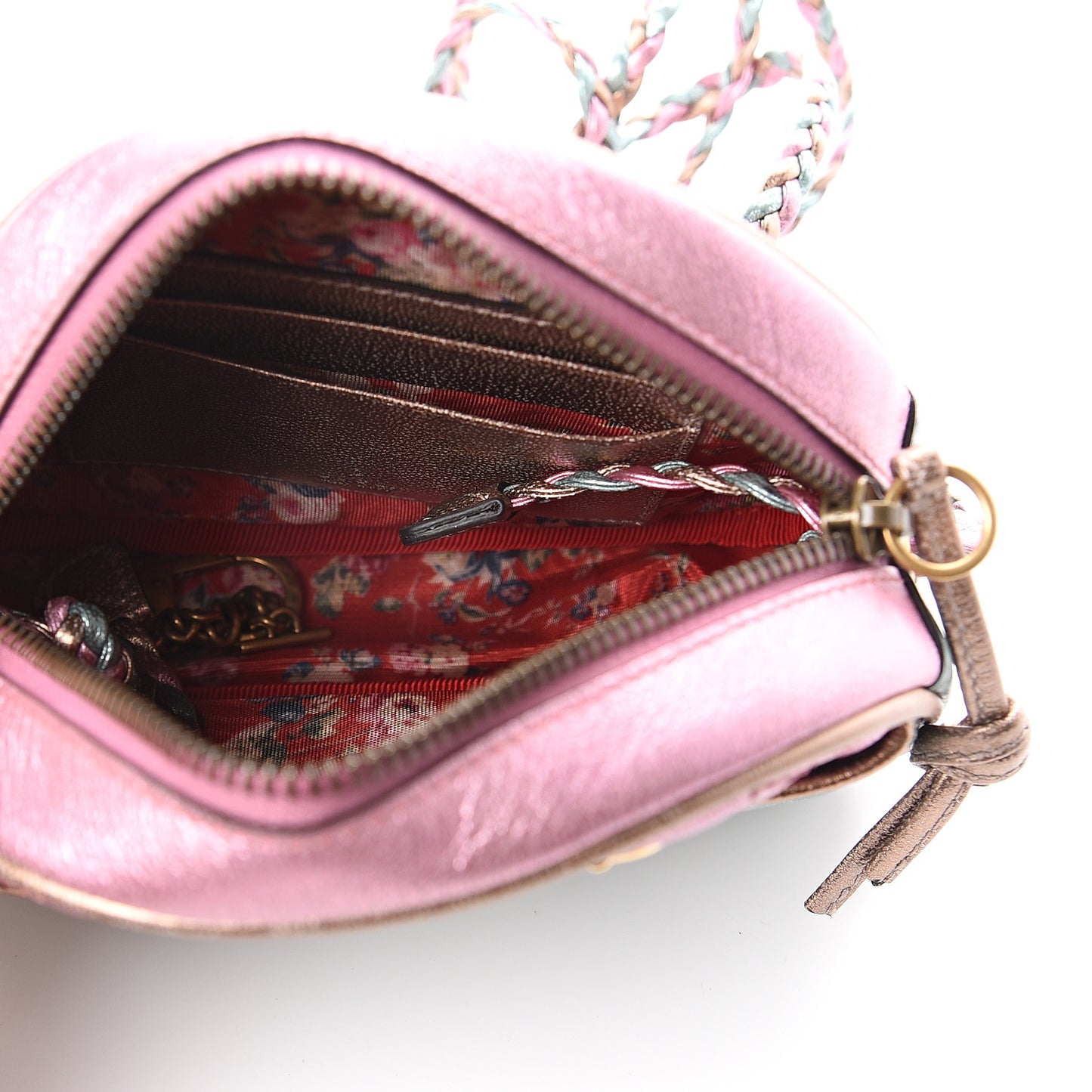 Laminated Nappa Trapuntata Mini Zumi Dome Shoulder Bag Rosa Lago Rame