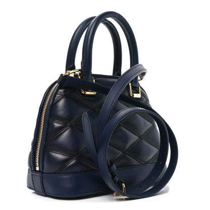 Louis Vuitton Lambskin Malletage Alma BB Navy Blue 3 of 9