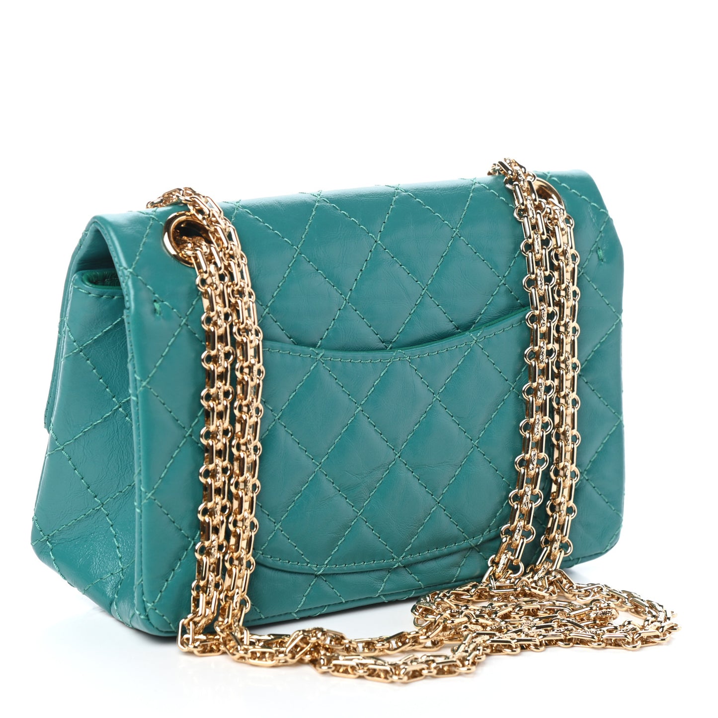 Aged Calfskin Quilted 2.55 Reissue Mini Flap Green