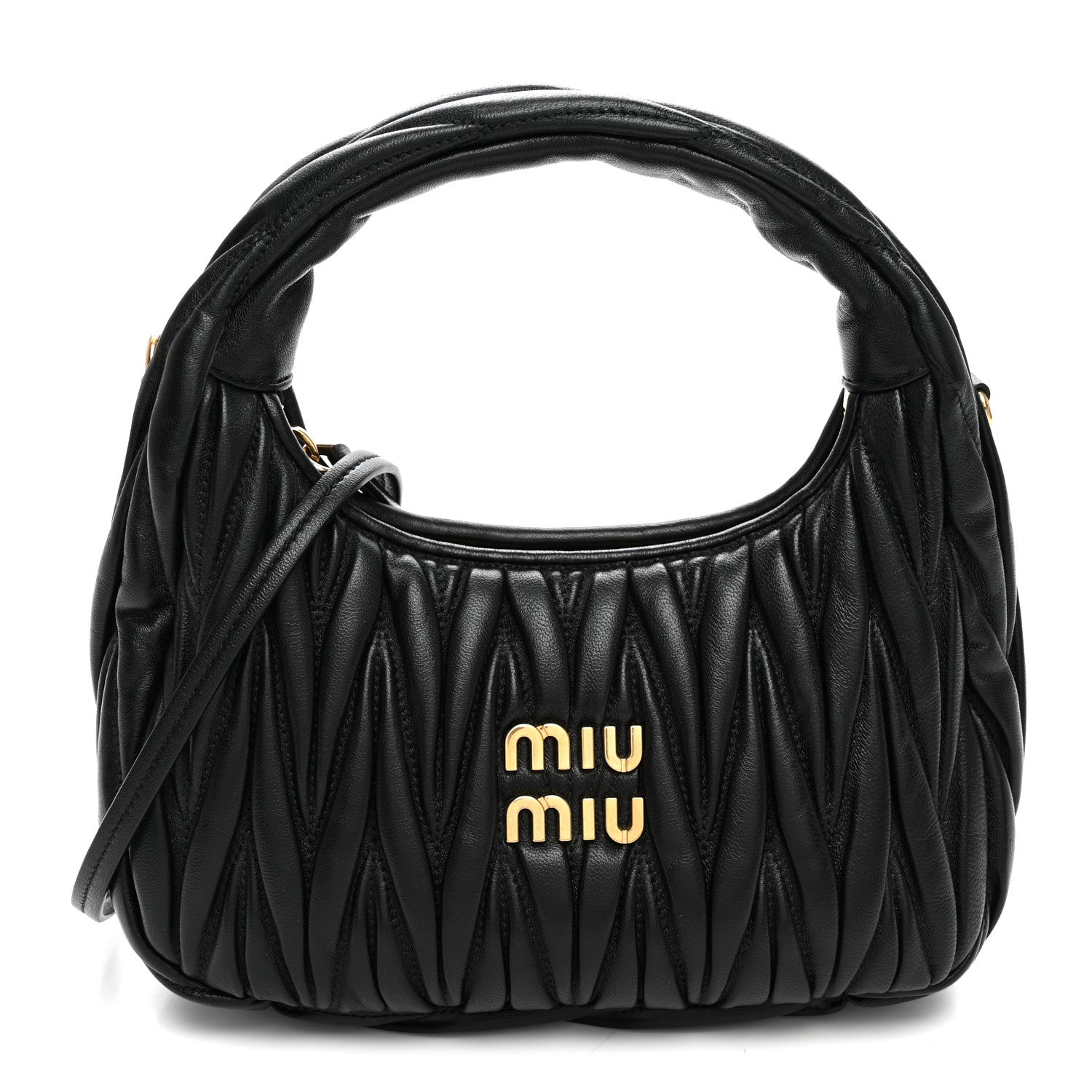 Miu Miu Nappa Matelasse Small Wander Hobo Black 1 of 9
