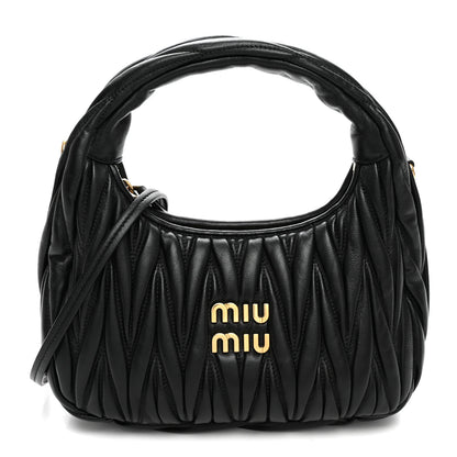 Miu Miu Nappa Matelasse Small Wander Hobo Black 1 of 9