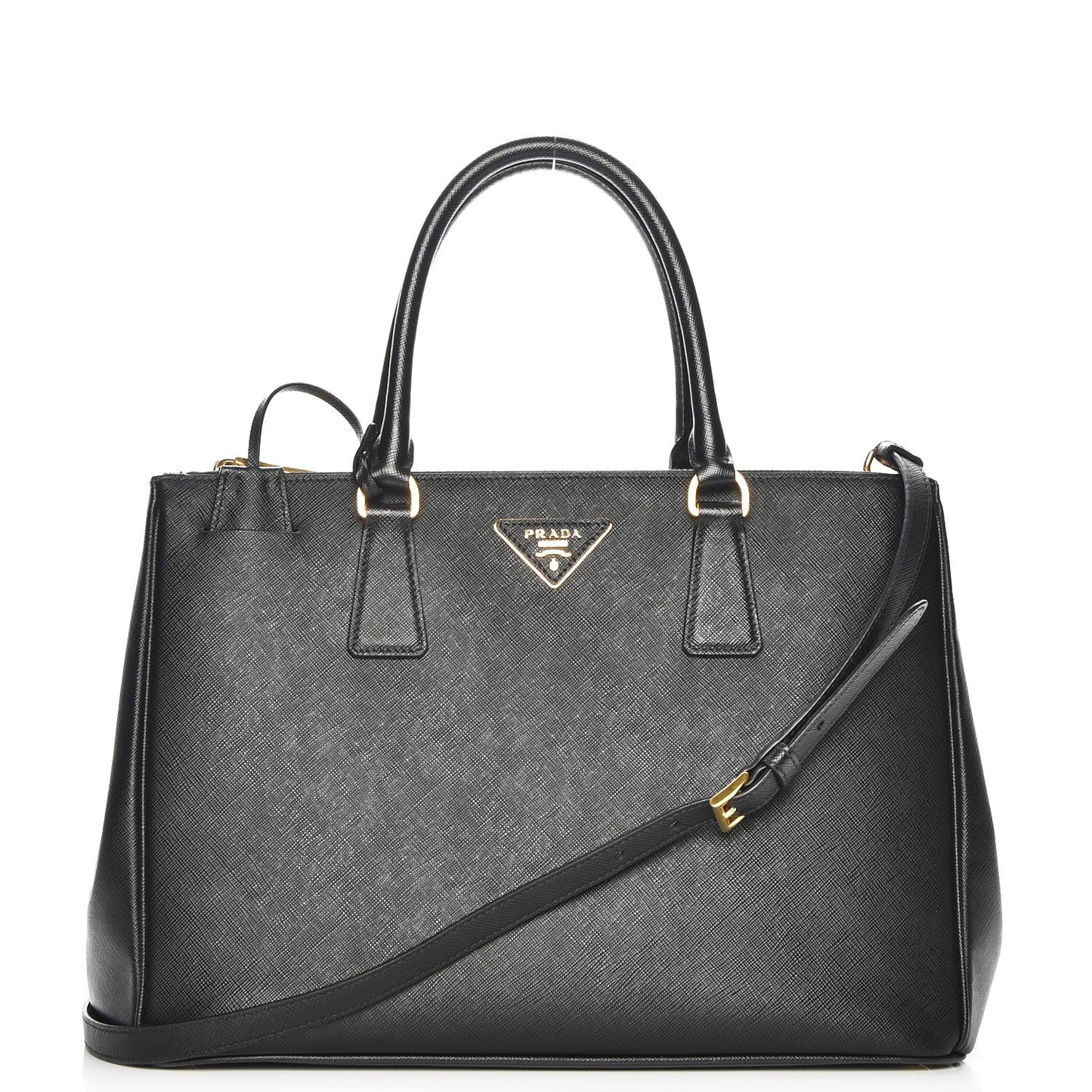 Saffiano Medium Galleria Double Zip Tote Black