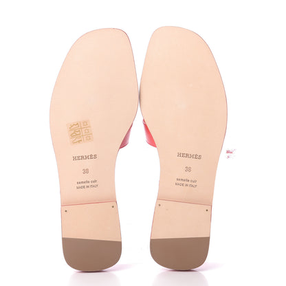 Hermes Calfskin Oran Sandals 38 Rouge Bali 5 of 9