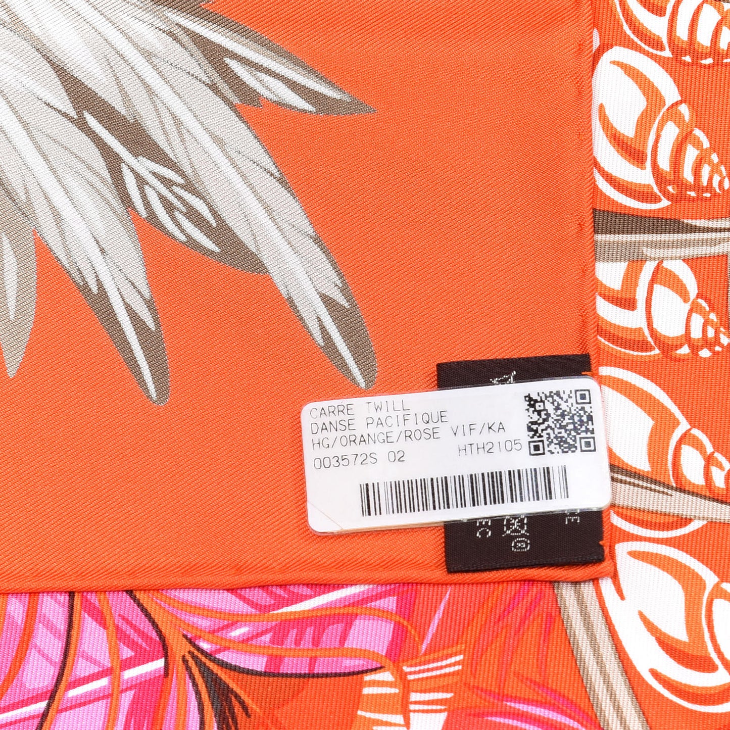 Silk La Danse Pacifique Scarf 90 Orange Rose Vif Kaki